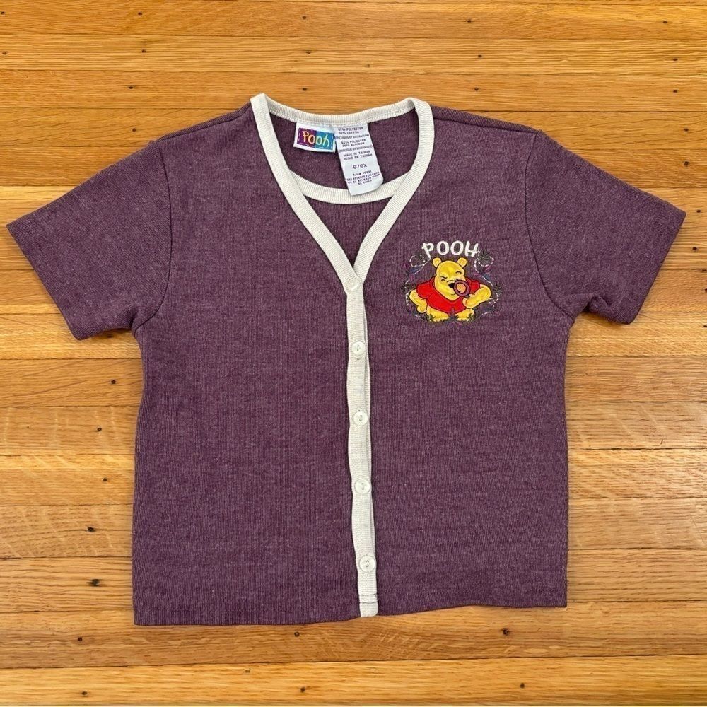 Disney Winnie the Pooh vintage purple short sleeve top/button down